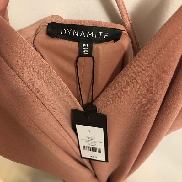 DYNAMITE Knot Strappy Mini Dress In Cameo Brown ~ Size S Small - Picture 5 of 6